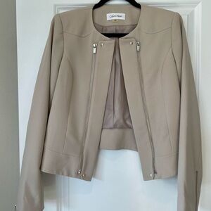 Calvin Klein Tan Blazer Structured Minimalist Design